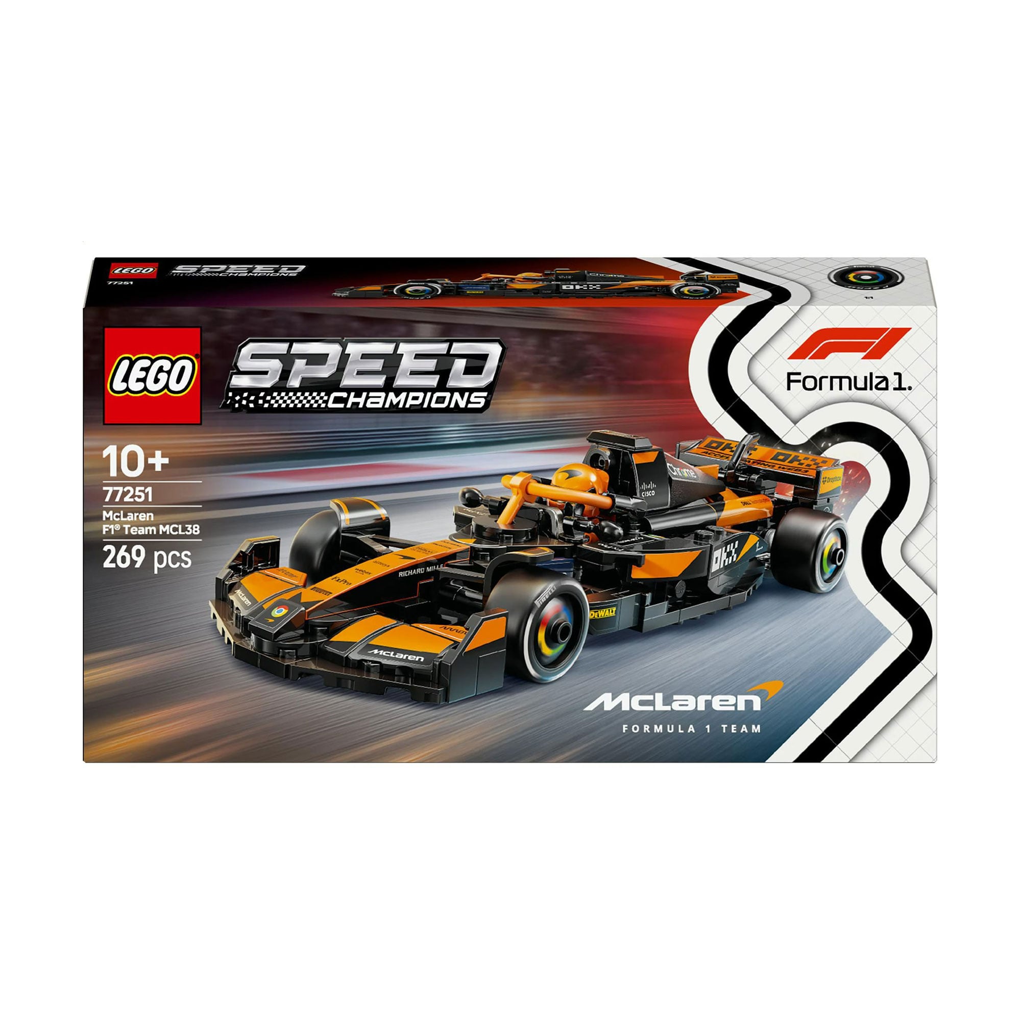 Конструктор LEGO Speed Champions Автомобіль для перегонів McLaren F1 Team MCL38, 269 деталей, від 10 років (77251)